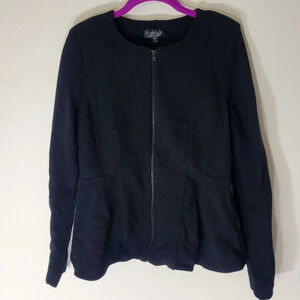 Topshop Black Textured Zip Front Jacket
